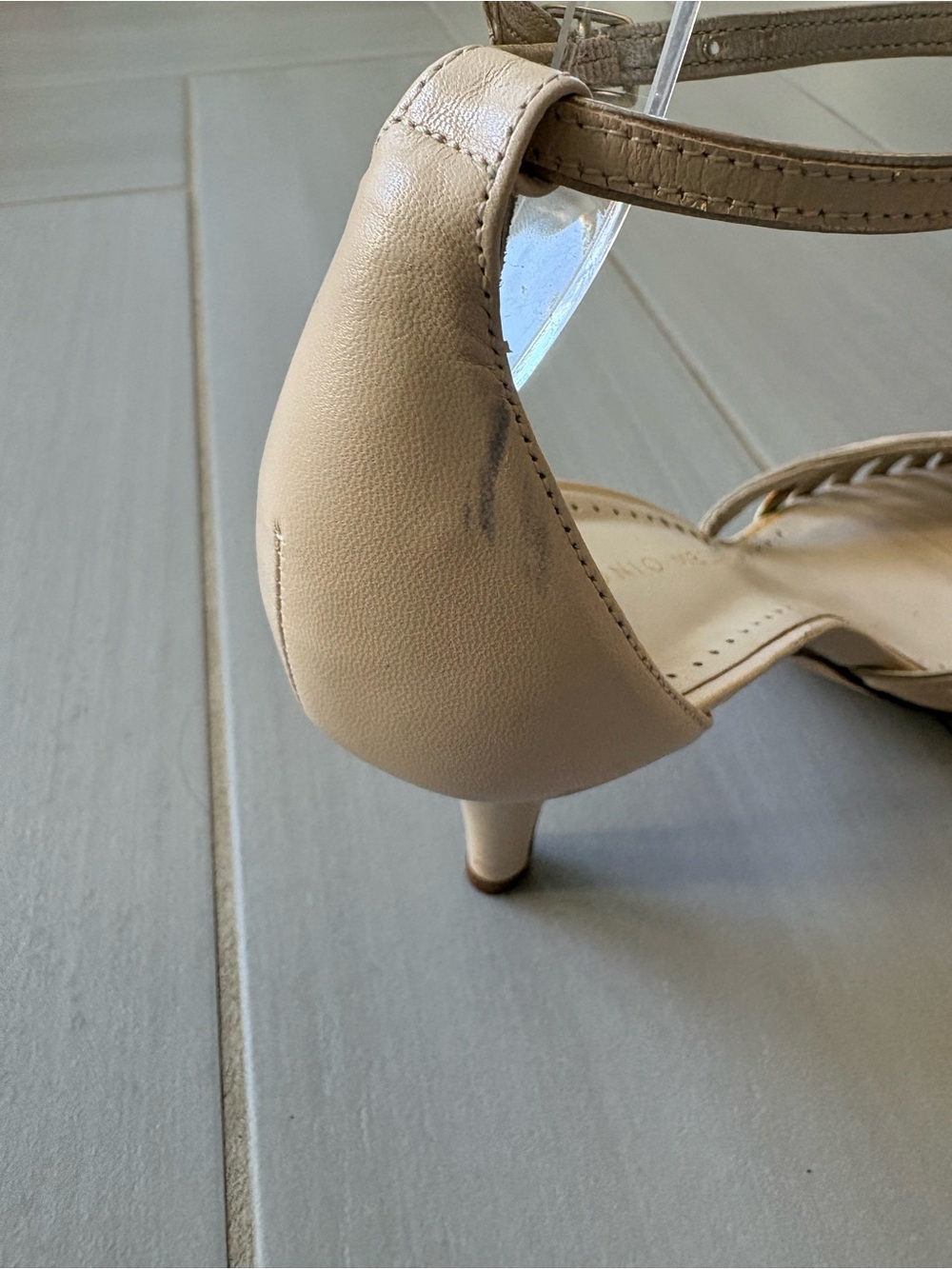 ANTONIO MELANI Blair Sandals | Bone & Silver Strappy Open-Toe Heels - Picture 7 of 9